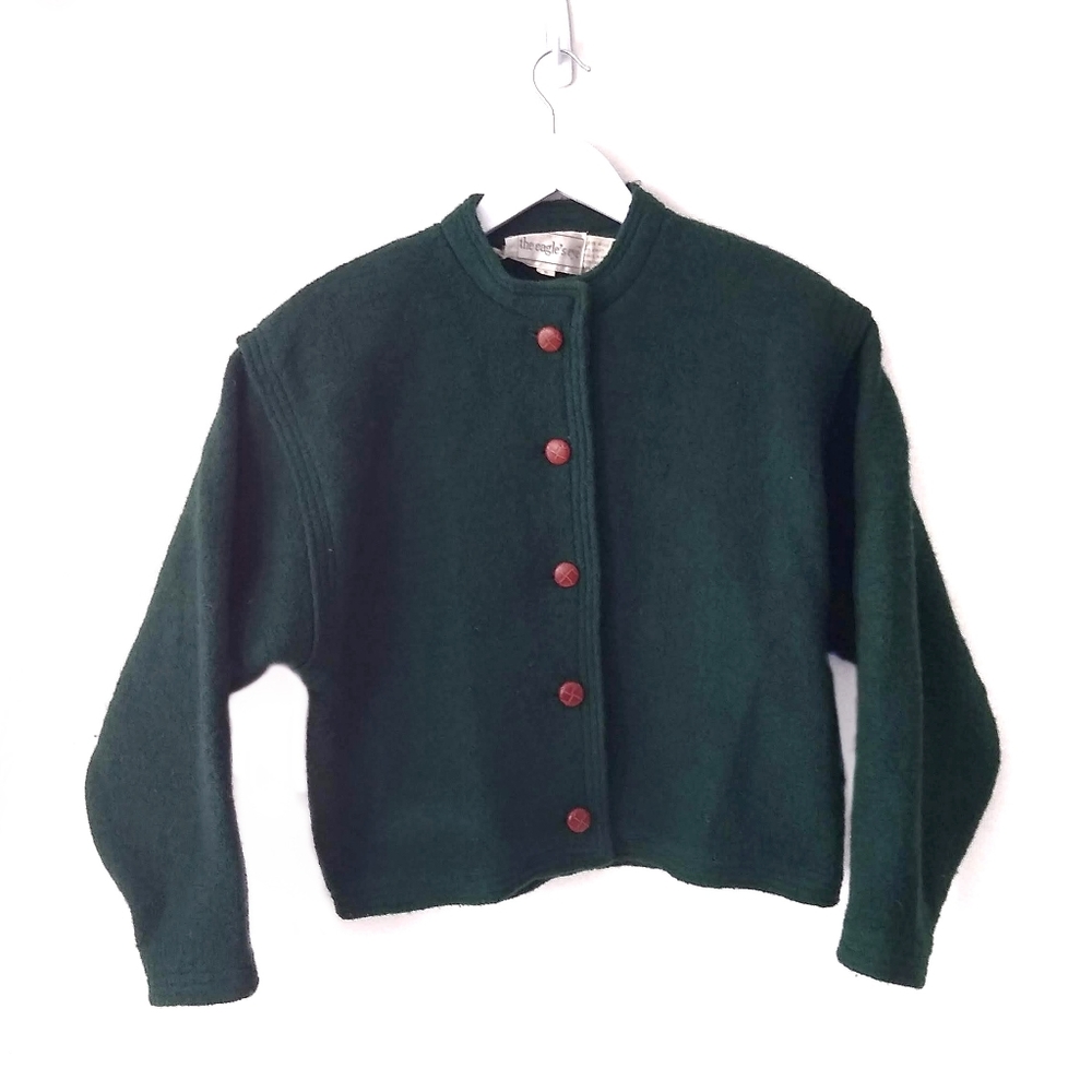 Vintage Eagle's Eye size 6 green wool boxy coat